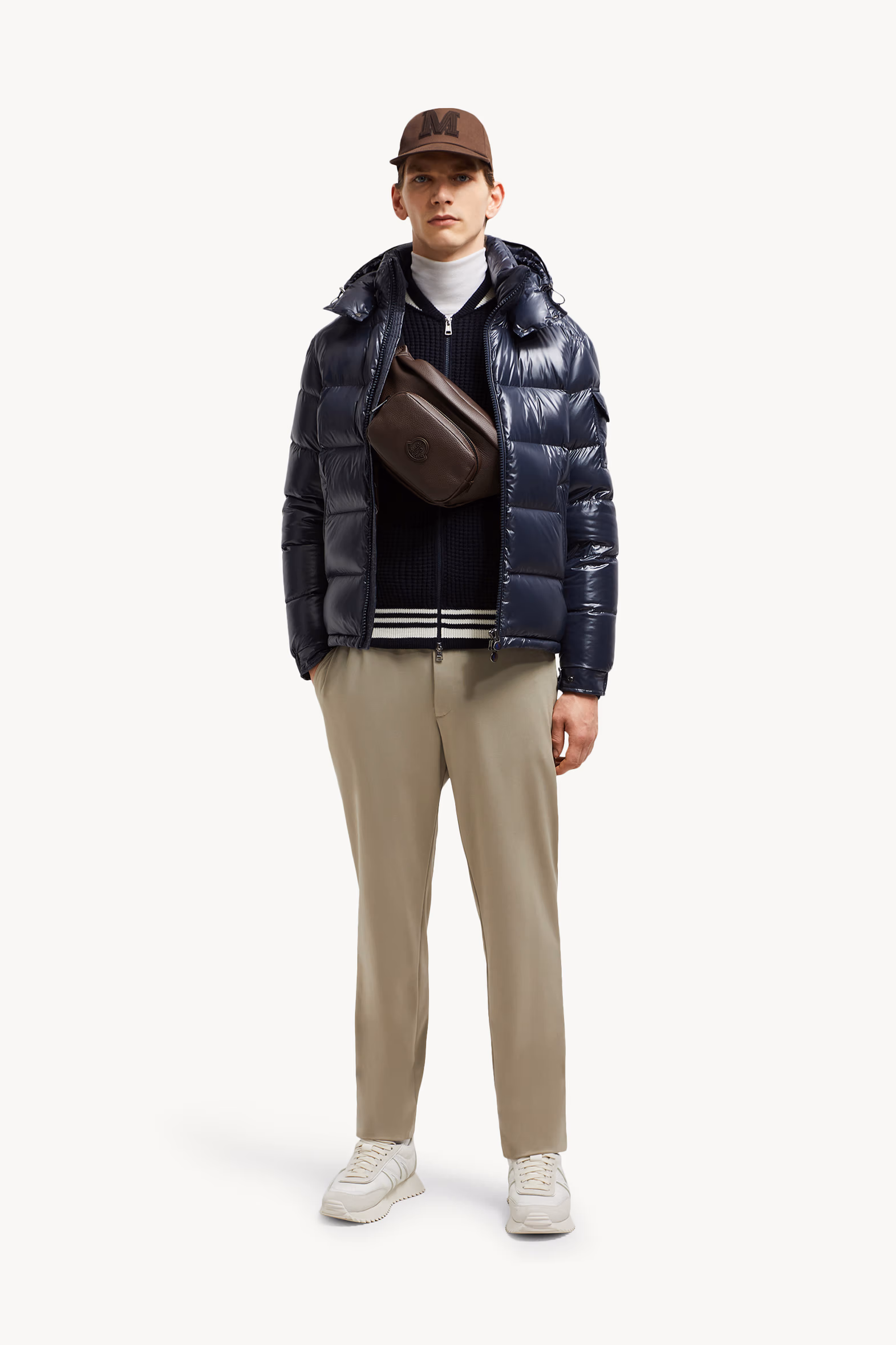 Moncler Maya Hooded Short Down Jacket Men Navy Blue Moncler 0